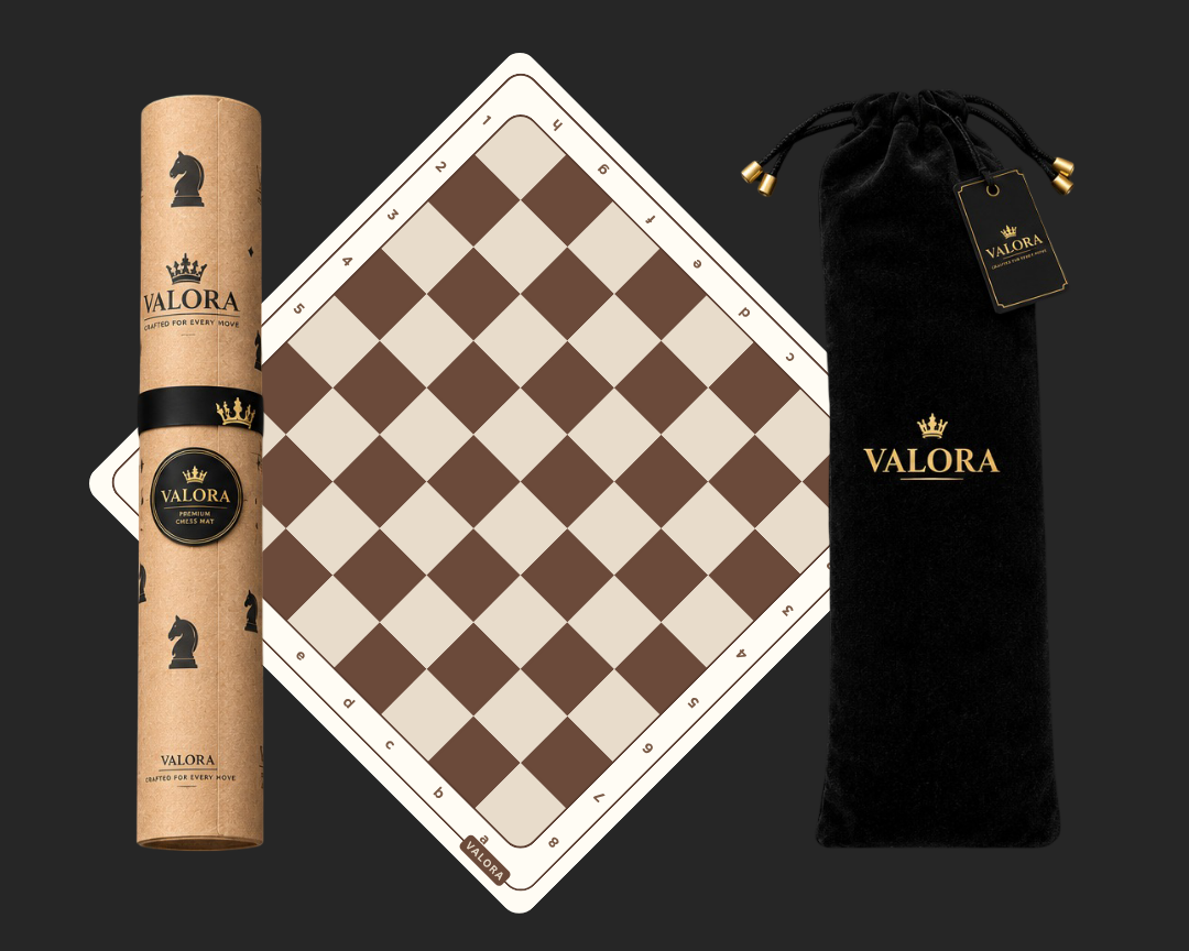 Valora Chess premium tournament chess set on a chess mat