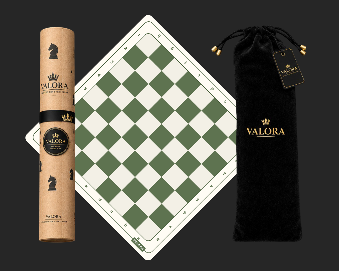 Valora Chess premium tournament chess set on a chess mat