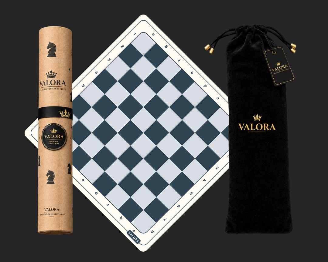 Valora Chess premium tournament chess set on a chess mat